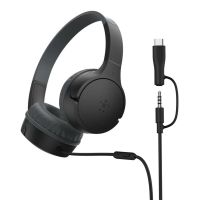 auriculares belkin soundform mini con cable usb-c y jack 35 mm para llamadas y musica resistentes a caidas y agua negros