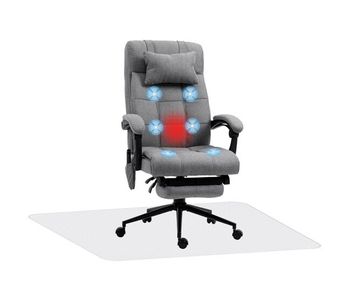 Vinsetto conjunto de oficina incluye 1 silla de masaje reclinable con 6 puntos de masaje y función de calefacción 66x76x112-120 cm y 1 alfombra protectora de suelo 90x120 cm gris y transparente