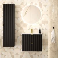 conjunto de muebles con lavabo paneles de melamina y mdf negro