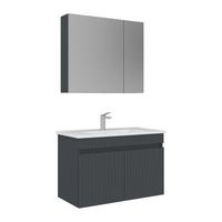 conjunto de mueble con lavabo y espejo 2 piezas  - 85 x 45 x 57 cm - antracita mate