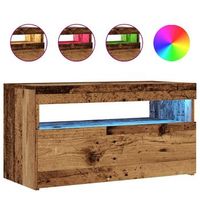 mueble tv  mueble de salon  gabinete de tv luces led madera ingenieria envejecida 75x35x40 cm