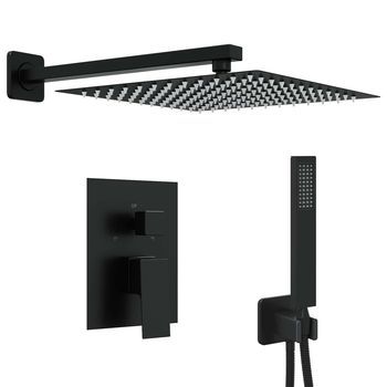 Sistema De Ducha Empotrado (cuadrado) Negro Vidaxl
