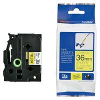 brother tze-fx661 original p-touch label tape 36mm x 8m black on yellow
