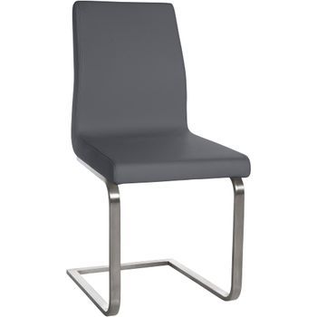 Silla De Comedor Belfort Simil Cuero Gris 50x40x90 Cm Clp