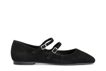 bailarinas de ante con doble cordón y hebilla. black 40