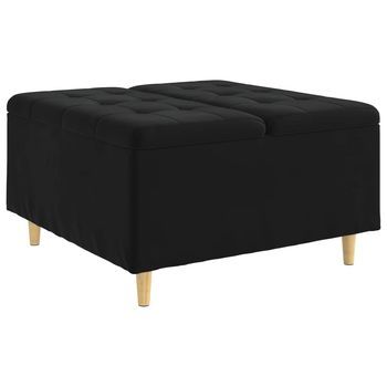 Ottoman Con Almacenamiento Negro 80 X 80 X 45 Cm Terciopelo Vidaxl