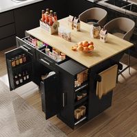 isla de cocina - negra - multifuncional - almacenamiento expandible