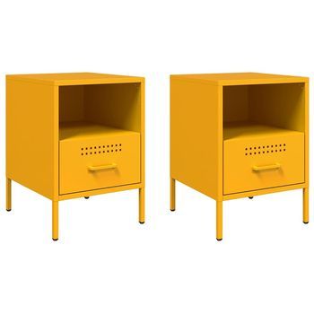 Mesitas De Noche 2 Uds Acero Amarillo Mostaza 36x39x50,5 Cm Vidaxl