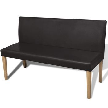 Banco De Cuero Sintético 139,5 Cm Marrón Oscuro Vidaxl