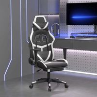 silla gaming  silla de oficina  silla gamer ergonomica con reposapies cuero sintetico negro blanco cfw790246