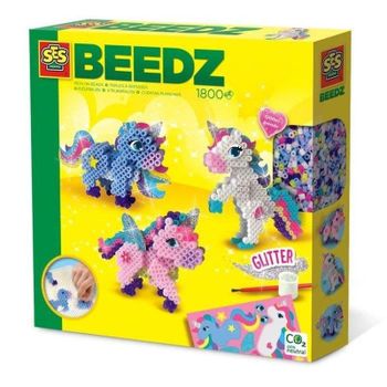 Kit de perlas a planchar 3D SES Creative Beedz Unicornios Multicolor con Brillo