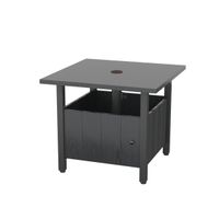 costway mesa auxiliar con agujero de sombrilla con 2 sacos de arena y almohadillas ajustables para pies para patio terraza 555 x 555 x 48 cm negro