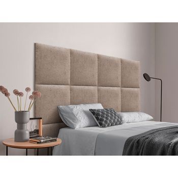 Dhome Cabecero Tapizado Para Camas De 90cm Compuesto De Paneles Autoadhesivos Intercambiables De Lana Ecológica Cama Lujo Dormitorio Acolchado (marrón