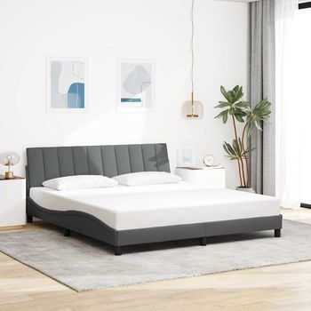 Cama Matrimonial | Cama Para Adultos | Cama Sin Colchón De Tela Gris Oscuro 180x200 Cm Cfw243230