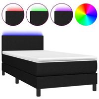 cama individual  cama para adultos  cama box spring con colchon led tela negro 80x200 cm