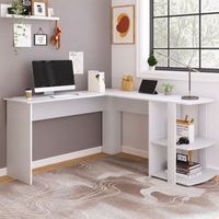 escritorio esquinero en l blanco de 140 x 140 x 75 cm con dos estantes