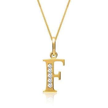 8k cadena de oro letra f con circonita