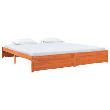 Cama Matrimonial | Cama Para Adulto | Estructura De Cama Marrón Cera 180 X 200 Cm