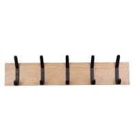perchero con 5 ganchos de madera de mango y acero negro