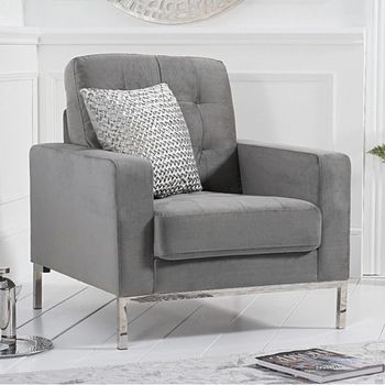 Lydia Grey Velvet Armchair