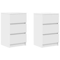 pack 2 uds mesillas de noche  mesita de noche con 3 cajones blanco 39x35x65 cm
