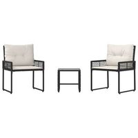 juego de muebles de exterior con cojin 3 piezas  mobiliario de jardin negro y