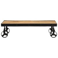 mesa de cafe - mesa de centro con ruedas madera maciza de mango 100x55x26 cm