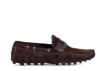 mocasines en piel de ante con trabilla dark brown