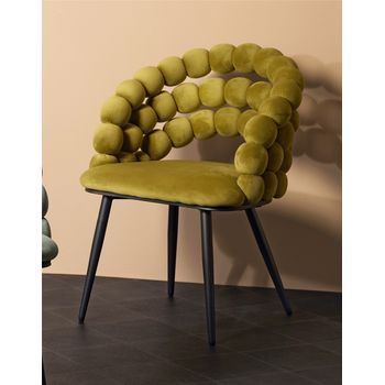 Silla Nimpha Terciopelo Verde Con Patas Negras 62x60x80 Cms