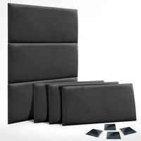 dhome juego de 6 paneles tapizados de terciopelo premium pack autoadhesivos para pared acusticos absorbentes proteccion gris oscuro 60x50cmx6