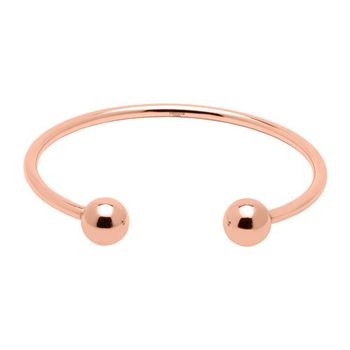 Brazalete abierto de acero inoxidable chapado en oro rosa