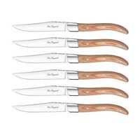 set 6 cuchillos chuleteros acero inox 23x2x1cm lou laguiole louis - madera no apto microondas