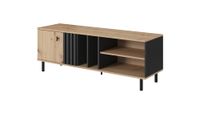 mueble para tv efecto madera crema y negro