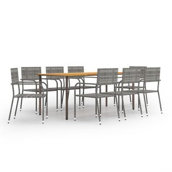 Set De Comedor Jardín 9 Pzas Ratán Sintético Gris Antracita Vidaxl