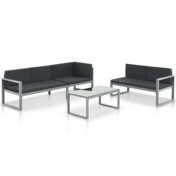 Set De Muebles De Jardín Con Cojines 3 Piezas Aluminio Negro Vidaxl
