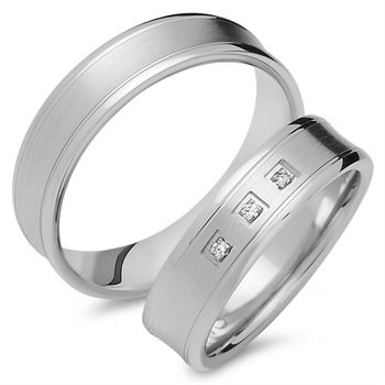 Alianzas 14 quilates oro blanco 3 diamantes