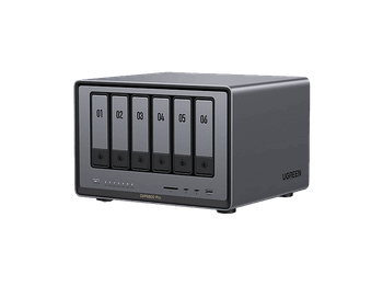 Servidor NAS - Ugreen DXP6800 Pro, SSD, 140 TB, 2500 MB/s, 8GB RAM DDR5, 6 Bahías, Gris