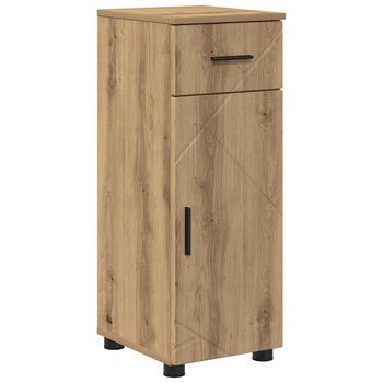 Gabinete De Baño | Armario De Baño Con Cajón Roble Artesanal 30 X 35 X 80 Cm