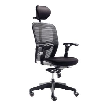 Euromof Boston Silla de Oficina Ergonómica con Cabecero Negra