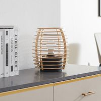 lampara de mesa de madera marron