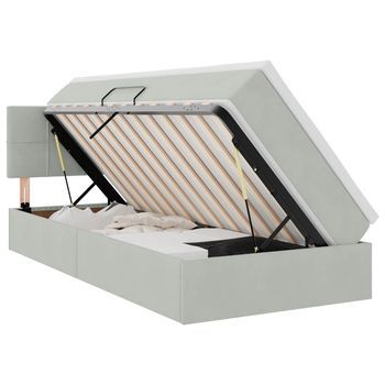 Cama Con Almacenamiento Gris Claro 100 X 200 Cm Terciopelo Vidaxl