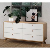 comoda con 6 cajones en efecto de madera de roble blanco