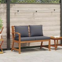 banco de jardin  banco de exterior  silla de jardin madera de acacia y cojines gris oscuro 1145 cm
