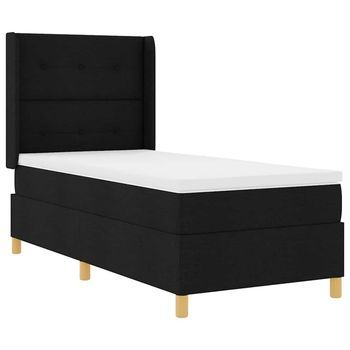 Cama Tipo Box Spring Con Tiras Led Negro 90 X 190 Cm Tela Vidaxl