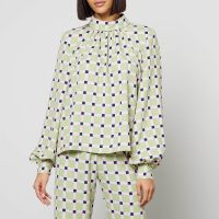 stine goya ashley checked recycled stretch-cloque blouse - l