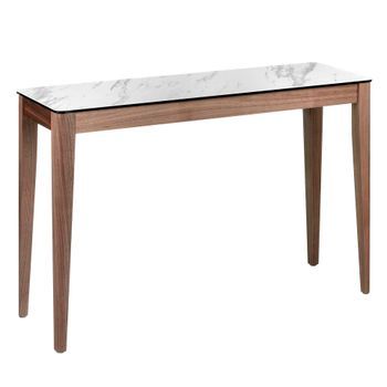 Consola Rectangular Mármol Porcelánico Y Nogal Angel Cerdá 3082 120x39x75