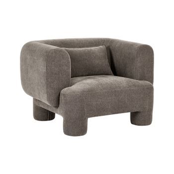 Sillón Tapizado De Tela Con Textura Aterciopelada Patas Cilíndricas Estilo Orgánico Marrón Hogbo