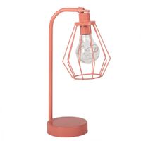 lampara de led con soporte de metal rosa