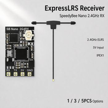 Receptor SpeedyBee Nano 2.4GHz ELRS 100mW SX1281 ESP8285 5V con antena T para cuadricóptero FPV de carreras Freestyle 1PC 3PCS 5PCS