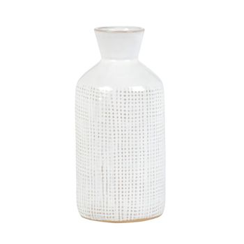 Jarrón de gres blanco con motivos gráficos Alt.18 cm